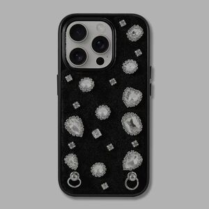 iPhone 15 Pro Max Luxury Black & Silver Crystal Phone Case